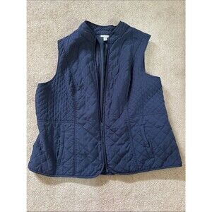 dressbarn Coastal Navy Quilted Sleeveless Vest
